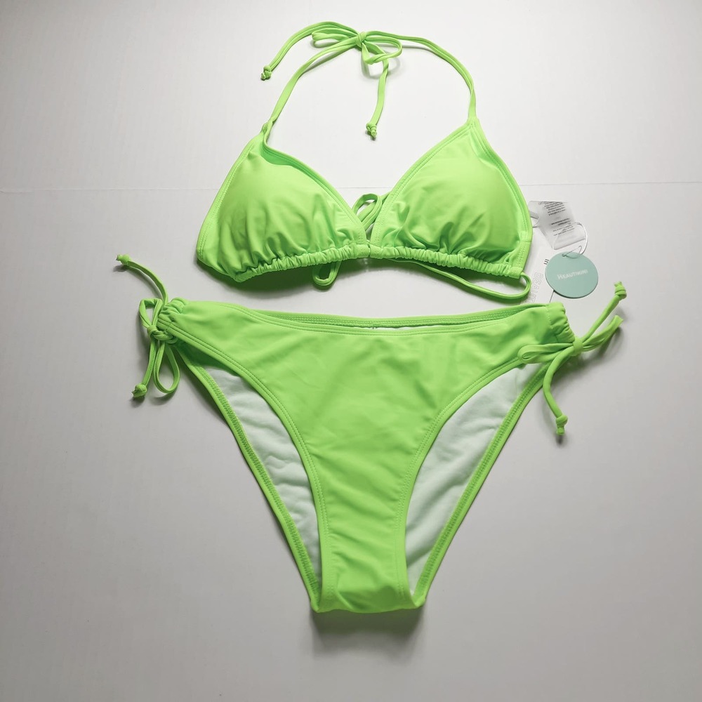 Beautikini Swimsuit Women's Large Green 2 Piece Bikini Top Bottom Swimwear